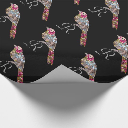 Perched Bird Monogram 6' Elegance Cadeaupapier (Hoek)