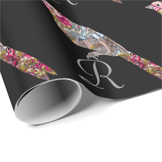 Perched Bird Monogram 6' Elegance Cadeaupapier (Rol Hoek)