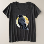 Perched Crow against Harvest MoonPlus size T-Shirt (Design voorkant)