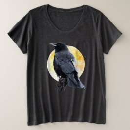 Perched Crow against Harvest MoonPlus size T-Shirt