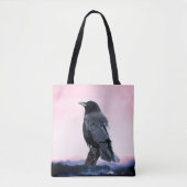 Perched Crow bij Sunrise Tote Bag (Voorkant)