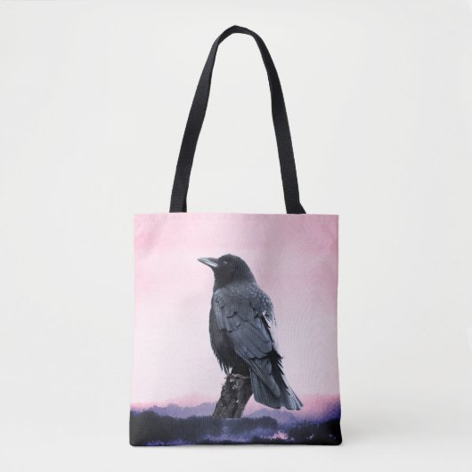 Perched Crow bij Sunrise Tote Bag (Voorkant)