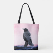 Perched Crow bij Sunrise Tote Bag (Achterkant)