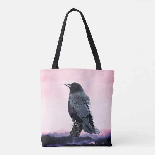 Perched Crow bij Sunrise Tote Bag (Achterkant)