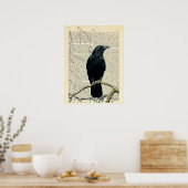 Perched Crow, Crow Art, Raven, Edgar Allan Poe Poster (Keuken)