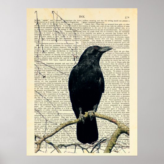 Perched Crow, Crow Art, Raven, Edgar Allan Poe Poster (Voorkant)