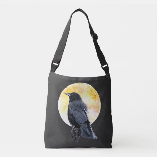 Perched Crow en volle maan Crossbody Tas (Voorkant)