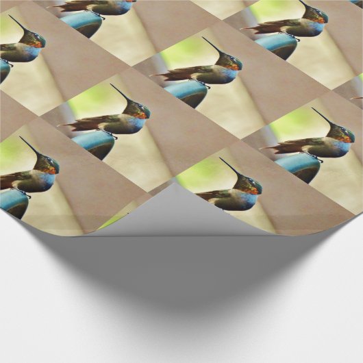 Perched Ruby en Green Little Hummingbird Cadeaupapier (Hoek)