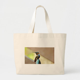 Perched Ruby en Green Little Hummingbird Grote Tote Bag