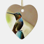 Perched Ruby en Green Little Hummingbird Keramisch Ornament (Rechts)