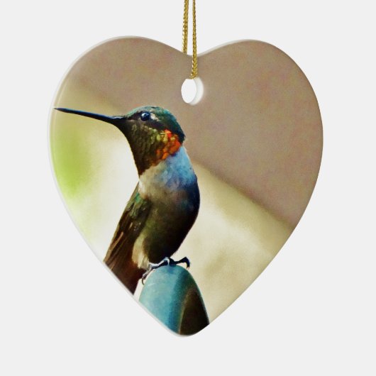 Perched Ruby en Green Little Hummingbird Keramisch Ornament (Rechts)