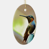 Perched Ruby en Green Little Hummingbird Keramisch Ornament (Rechts)