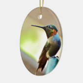 Perched Ruby en Green Little Hummingbird Keramisch Ornament (Links)
