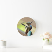 Perched Ruby en Green Little Hummingbird Ronde Klok (Huis)