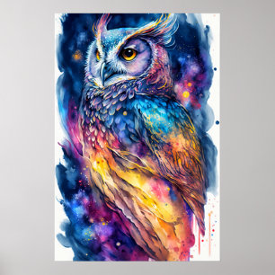 Perched Uil Illustratie Art Poster