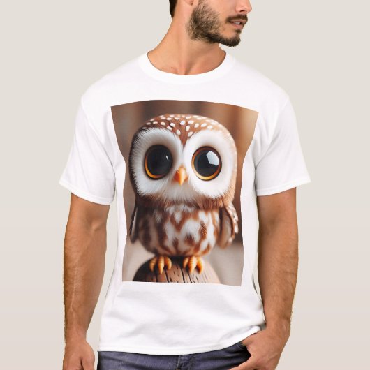 Perched Wonder — Whimsical Little Owl T-shirt (Voorkant)
