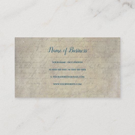 perchement papier handgeschreven script visitekaartje (Achterkant)