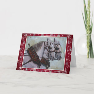 Percheron Draft Horse Christmas Kaart rood