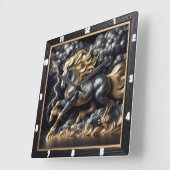 Percheron Horse Time: Goudmetaal, Custom Art Storm Vierkante Klok (Hoek)