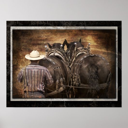 Percheron Team Digital Art Print (Voorkant)