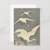 Perching Herons in Sneeuw van Ohara Koson Bedankkaart (Voorkant / Achterkant)