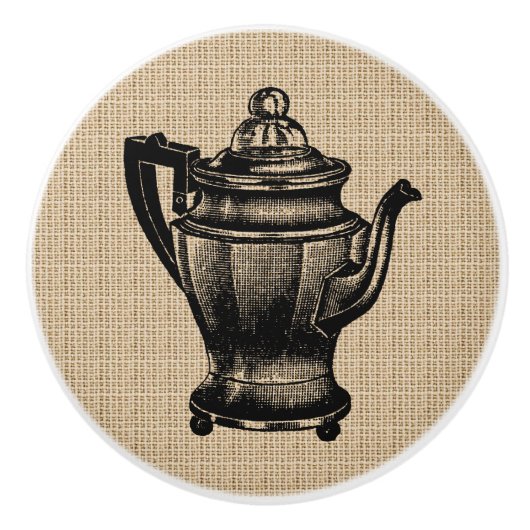 Percolator op jute - kastknop Keramische Knop (Voorkant)