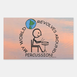 Percussie - De wereld draait rond rechthoekige i Sticker