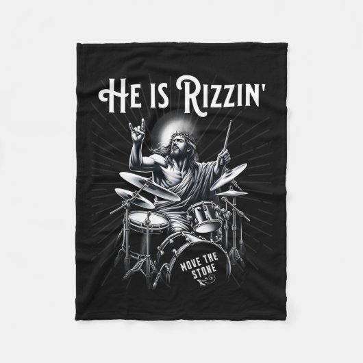 percussie drum grappige rizz hij is rizzin jezusdr fleece deken (Voorkant)