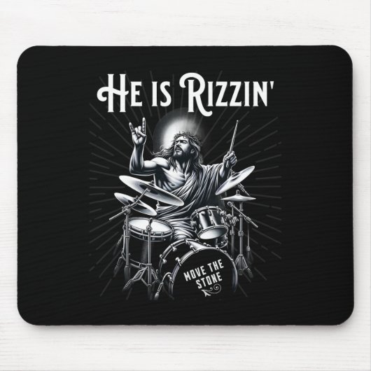 percussie drum grappige rizz hij is rizzin jezusdr muismat (Voorkant)