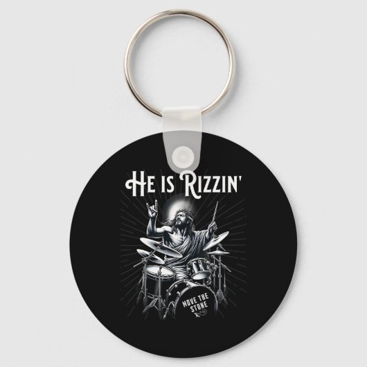 percussie drum grappige rizz hij is rizzin jezusdr sleutelhanger (Voorkant)