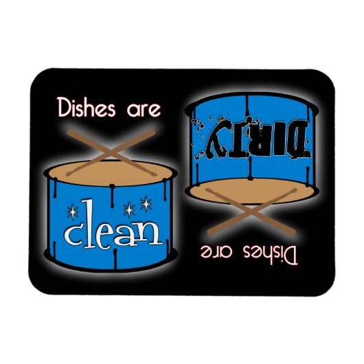 Percussie Drum Rechthoek Zwart Vaatwasser Magneet (Horizontaal)