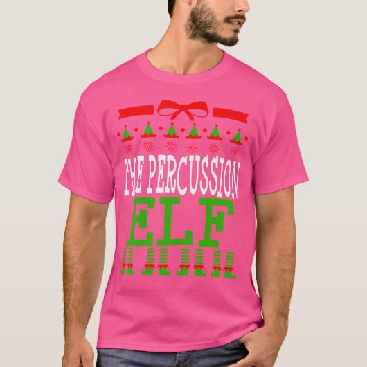 Percussie Elf Funny Matching Marching Band Christ T-shirt (Voorkant)