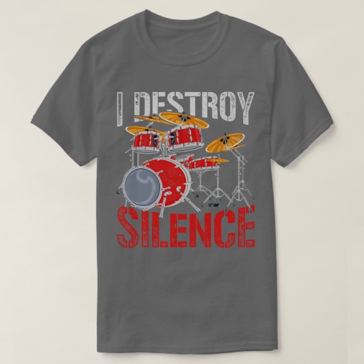 Percussie ik verwoest stilte in drums t-shirt (Design voorkant)