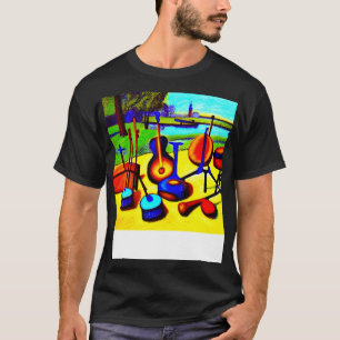 Percussie-instrumenten zitten in het park te wacht t-shirt