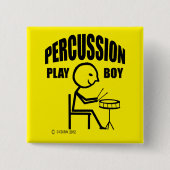 Percussie Play Boy Vierkante Button 5,1 Cm (Voorkant)