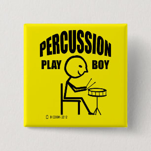 Percussie Play Boy Vierkante Button 5,1 Cm