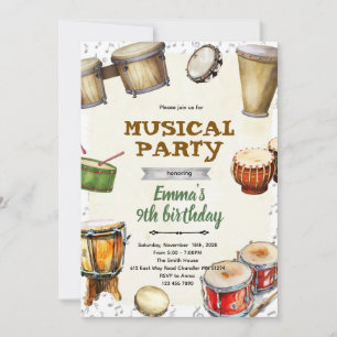 Percussie verjaardagsfeest uitnodiging