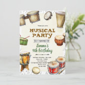 Percussion Birthday party Invitation Kaart (Staand voorkant)