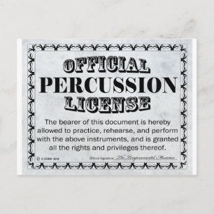 Percussion License Briefkaart