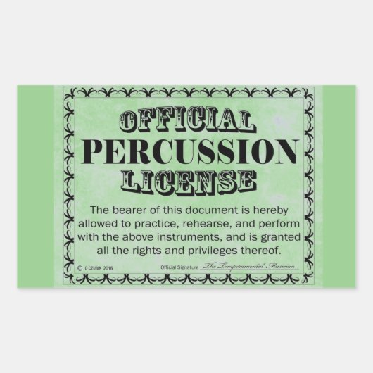 Percussion License Rechthoekige sticker (Voorkant)