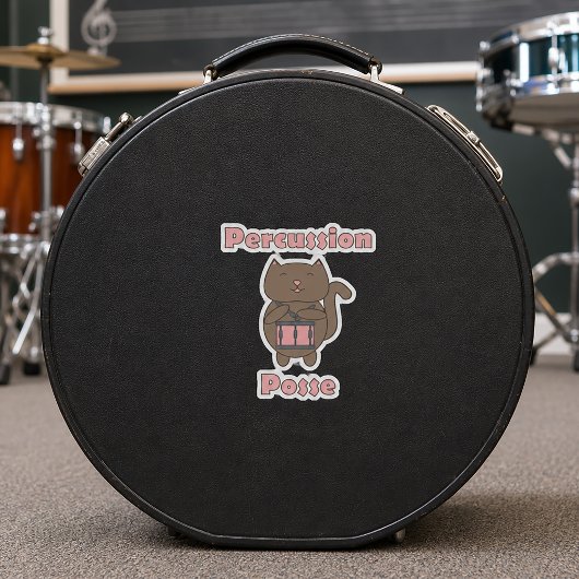 Percussion Posse - Cute Funny Drummer Cat Sticker