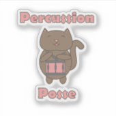 Percussion Posse - Schattige Grappige Drummer Kat Sticker (Voorkant)