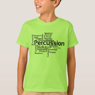 Percussion Word Cloud Black Text T-shirt