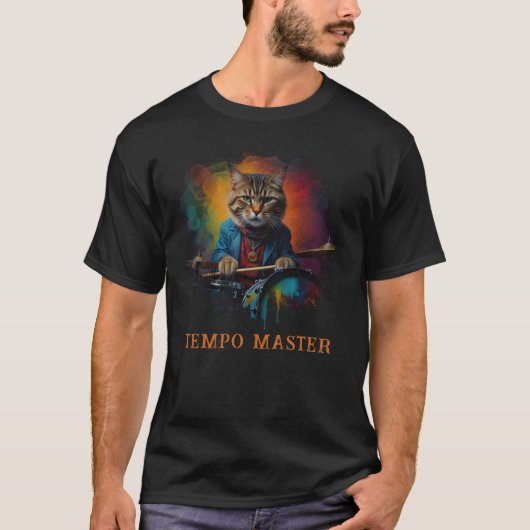 *~* Percussionist Cool Cat AP91 DRUMMER TERRA T-shirt (Voorkant)