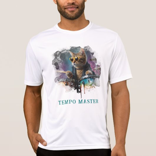*~* Percussionist Cool Cat AP91 Zonnebril DRUMMER T-shirt (Voorkant)