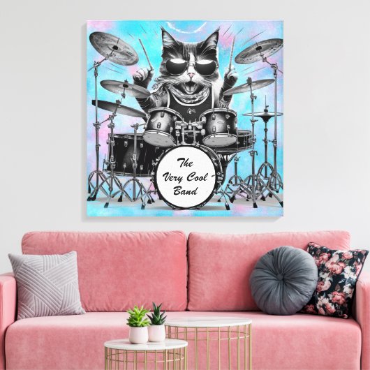 *~ Percussionist Cool Cat DRUMMER AP91 Aanpassen Canvas Afdruk (Insitu (Woonkamer))