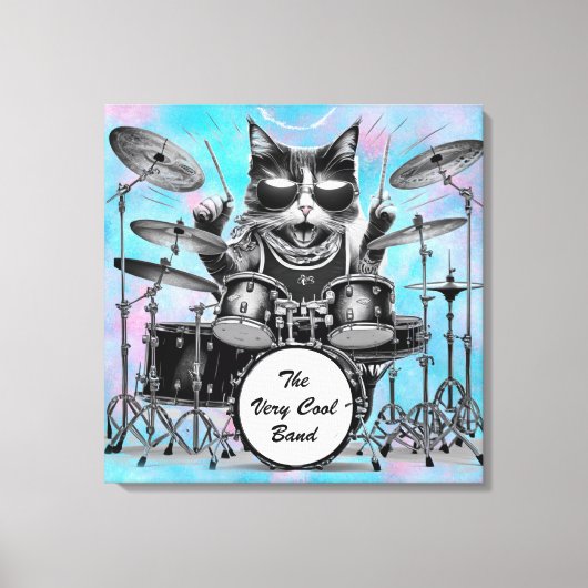 *~ Percussionist Cool Cat DRUMMER AP91 Aanpassen Canvas Afdruk (Voorkant)