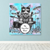 *~ Percussionist Cool Cat DRUMMER AP91 Aanpassen Canvas Afdruk (Insitu (Houten vloer))