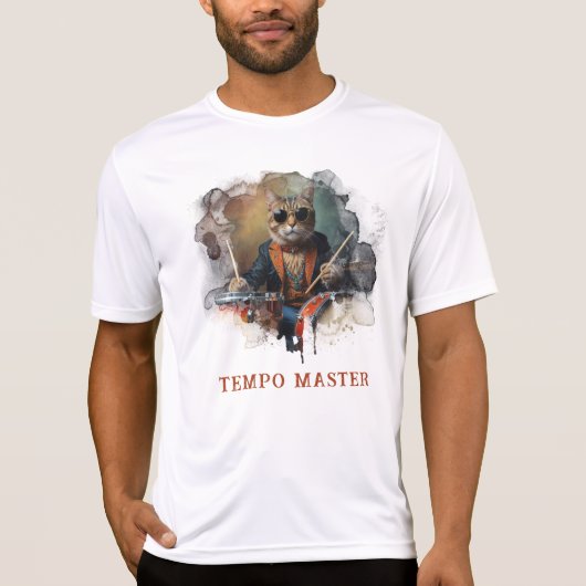 *~* Percussionist Cool Cat Gerichte DRUMMER AP91 T-shirt (Voorkant)