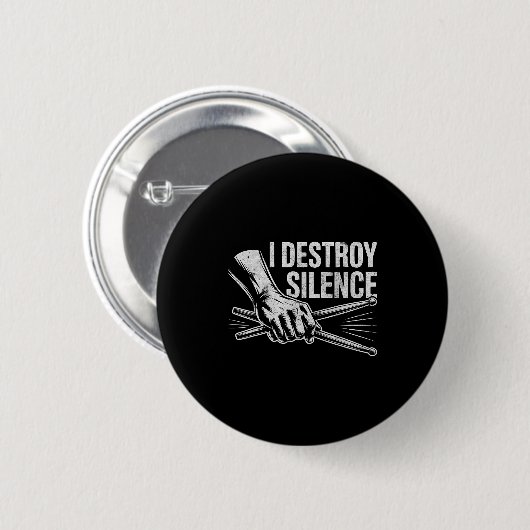 Percussionist Drummer I Destroy Silence Drumming L Ronde Button 5,7 Cm (Voorkant /achterkant)